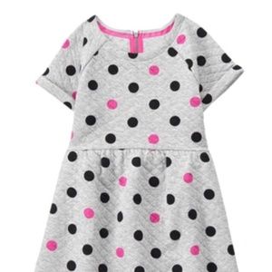 Gymboree Quilted Polka Dot Dress Gray Pink Black